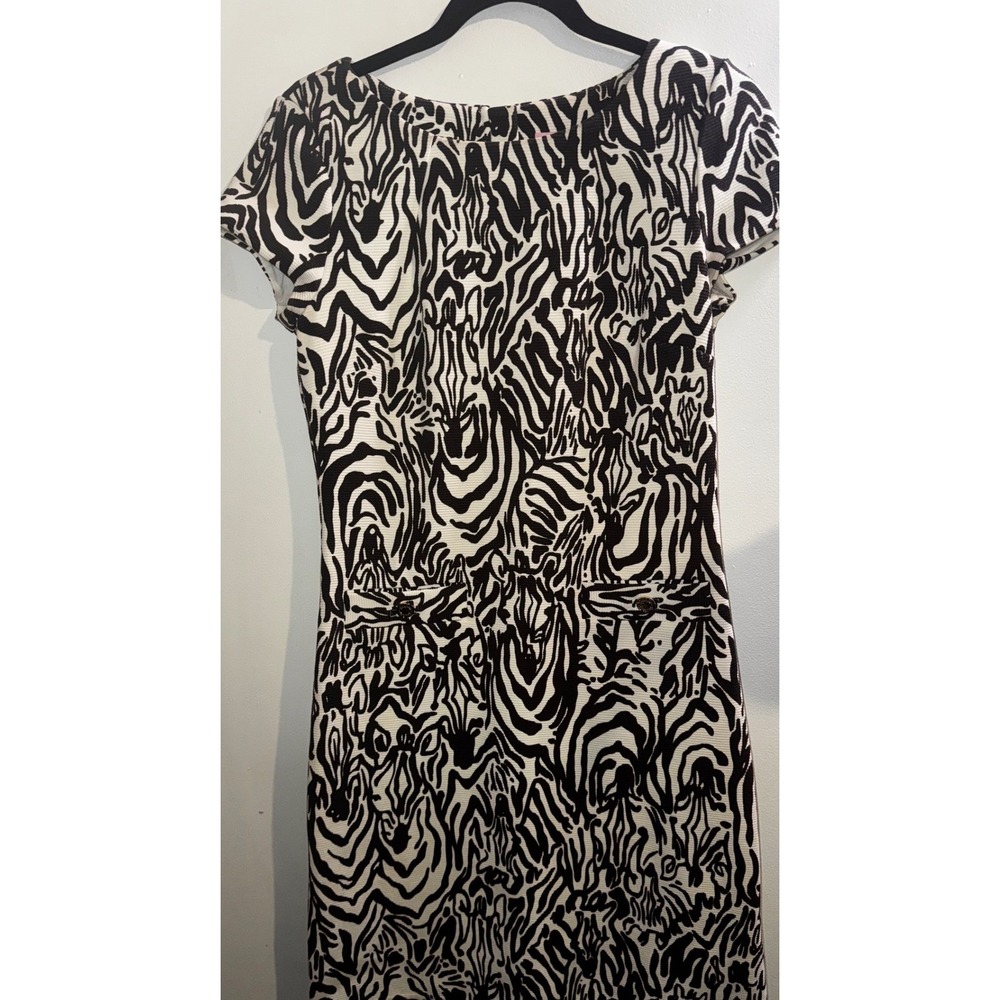Lilly Pulitzer Sz S Zebra Print Shift Dress Brown Cream Gold Button Preppy
